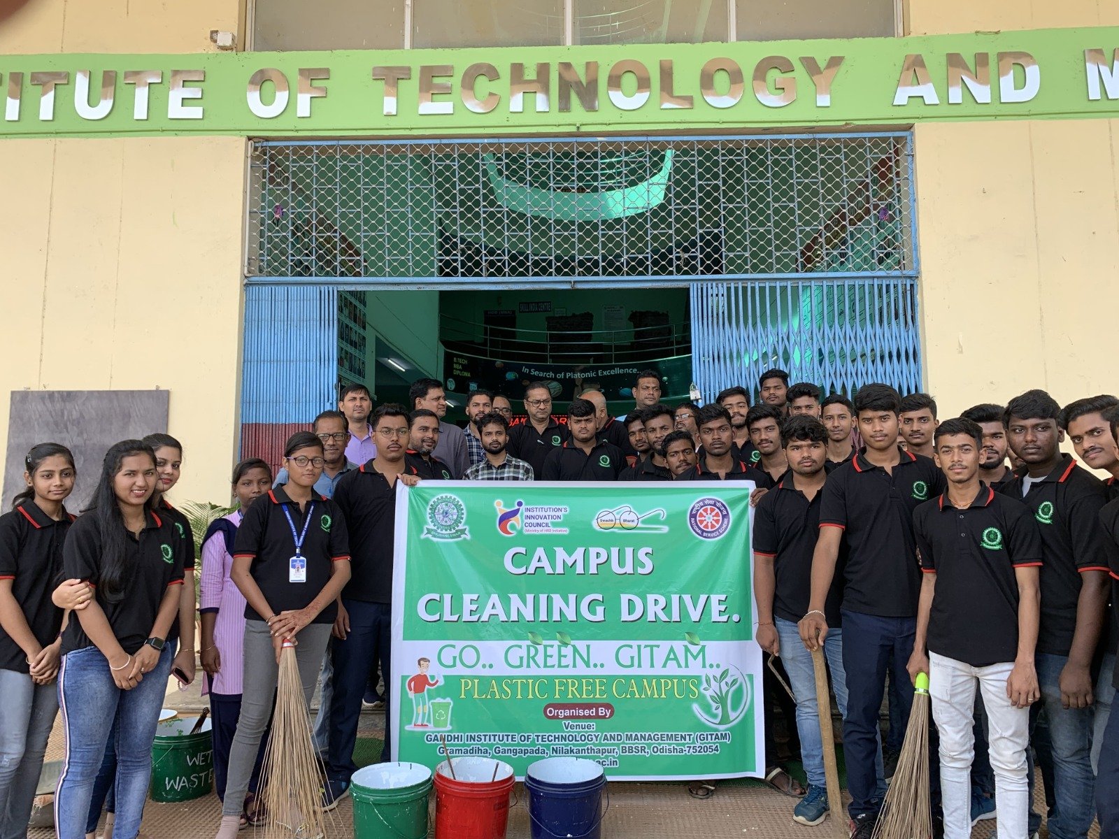 Campus Cleaning Drive Focused on Plastic-Free Campus Organized by NSS Unit of GITAM